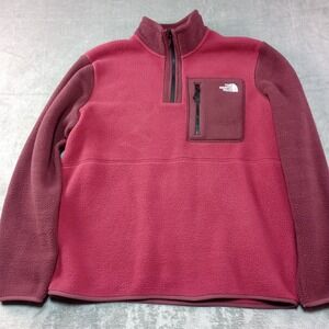 The North Face 1/4 Zip Fleece Jacket Mens Size Large Beetroot Red Gorp Preppy